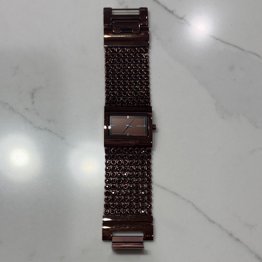 DKNY Glossy Brown Mesh Watch